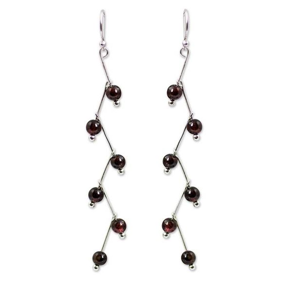 Alternate image for Modern Handcrafted Garnet Dangle Earrings Lightning