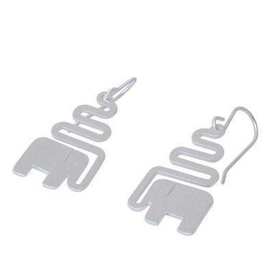 Alternate image for Womens Sterling Silver Dangle Earrings Trumpeting Elephant