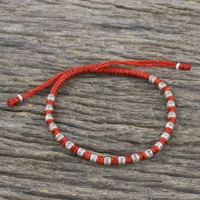Alternate image for Vermilion Cord Bracelet with Hill Tribe Silver Beads Enterprise in Vermilion