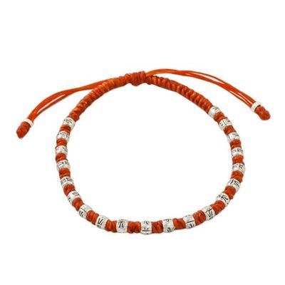 Alternate image for Vermilion Cord Bracelet with Hill Tribe Silver Beads Enterprise in Vermilion