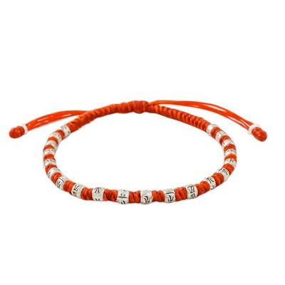 Alternate image for Vermilion Cord Bracelet with Hill Tribe Silver Beads Enterprise in Vermilion