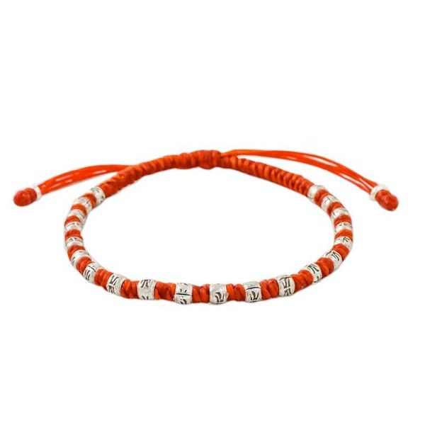 Alternate image for Vermilion Cord Bracelet with Hill Tribe Silver Beads Enterprise in Vermilion