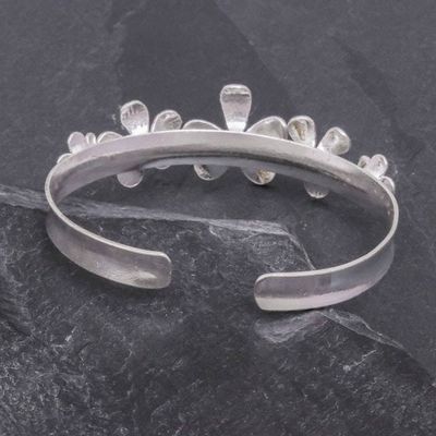 Alternate image for Hammered Sterling Silver Flower Cuff Bracelet Blossom Row