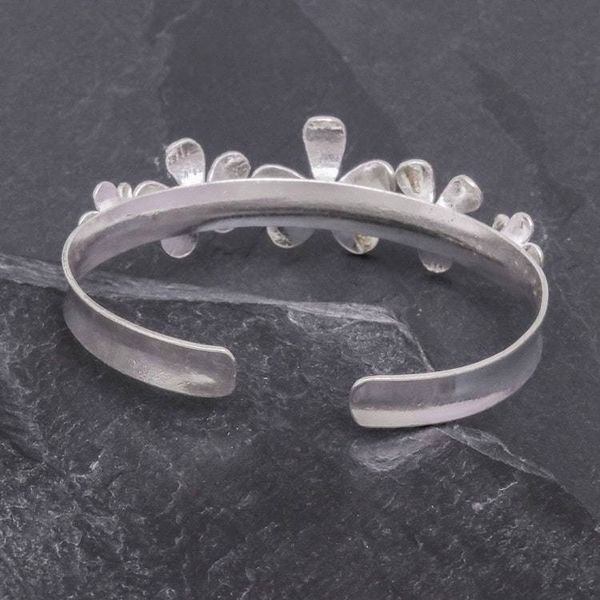 Alternate image for Hammered Sterling Silver Flower Cuff Bracelet Blossom Row