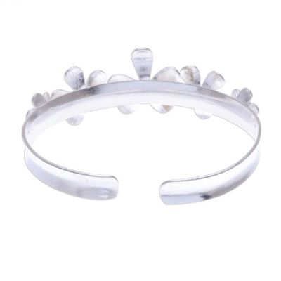 Alternate image for Hammered Sterling Silver Flower Cuff Bracelet Blossom Row