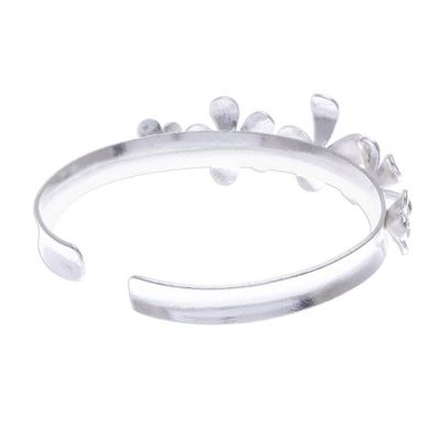 Alternate image for Hammered Sterling Silver Flower Cuff Bracelet Blossom Row
