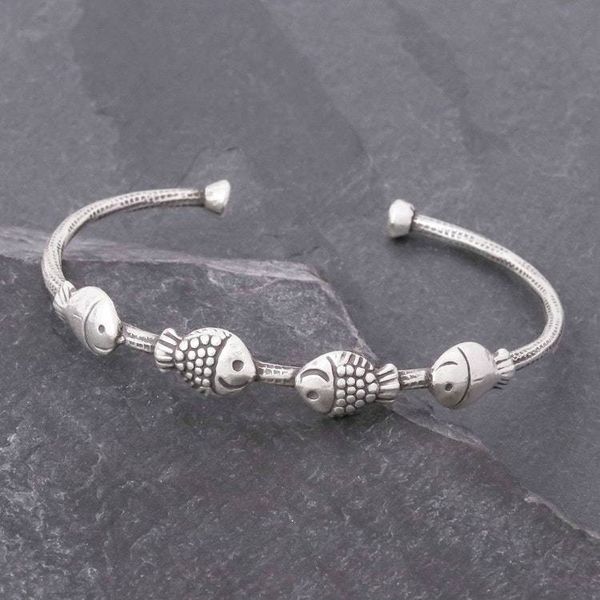 Alternate image for Fish Family 950 Silver Cuff Bracelet Fish Family