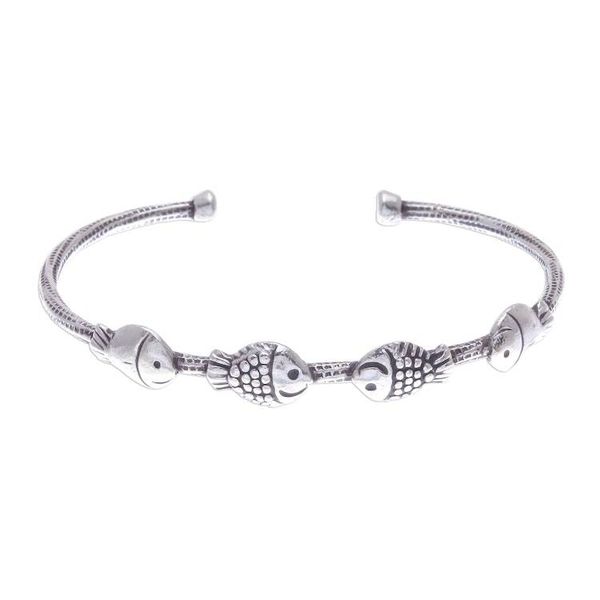 Alternate image for Fish Family 950 Silver Cuff Bracelet Fish Family