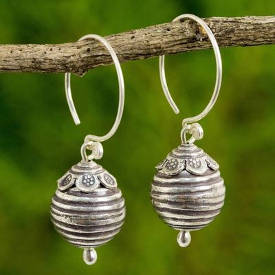 Alternate image for Artisan Crafted 950 Silver Dangle Earrings from Thailand Karen New Year
