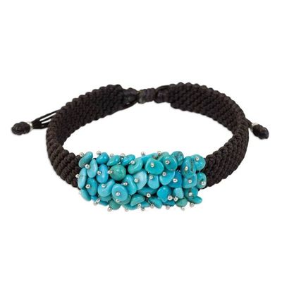 Alternate image for Thai Brown Macrame Bracelet with a Cluster of Blue Gemstones Espresso Chic