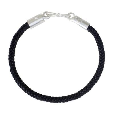 Alternate image for Braided Leather Cord Bracelet with Silver Elephant Clasp Elephant Promise in Black