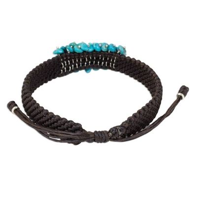 Alternate image for Thai Brown Macrame Bracelet with a Cluster of Blue Gemstones Espresso Chic