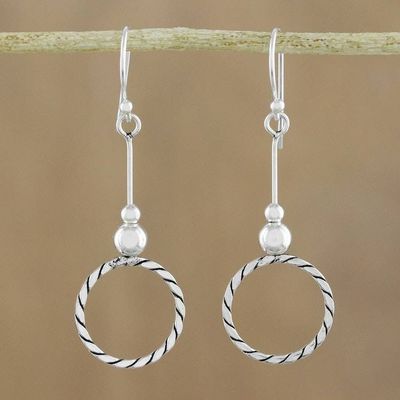 Primary image for 925 Sterling Silver Dangle Circle Earrings of Thailand Amazing Circles
