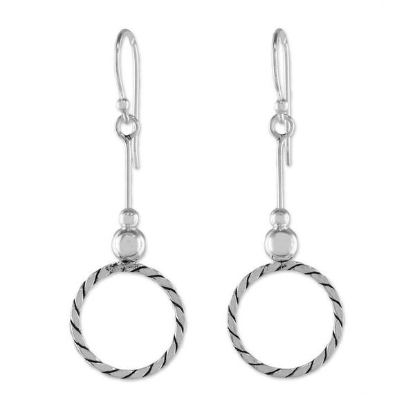 Alternate image for 925 Sterling Silver Dangle Circle Earrings of Thailand Amazing Circles