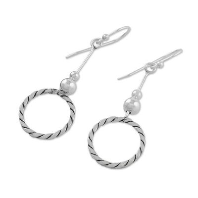 Alternate image for 925 Sterling Silver Dangle Circle Earrings of Thailand Amazing Circles