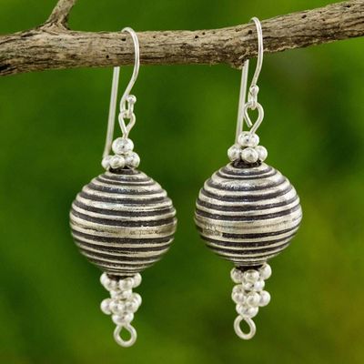 Alternate image for Artisan Crafted Silver Dangle Earrings with Oxidized Finish Karen Joyful