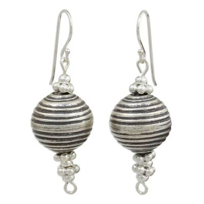 Alternate image for Artisan Crafted Silver Dangle Earrings with Oxidized Finish Karen Joyful
