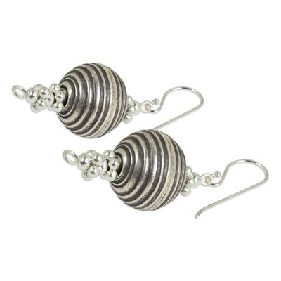 Alternate image for Artisan Crafted Silver Dangle Earrings with Oxidized Finish Karen Joyful