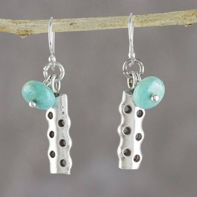 Alternate image for Amazonite and Karen Silver Modern Earrings from Thailand Cool Modernity
