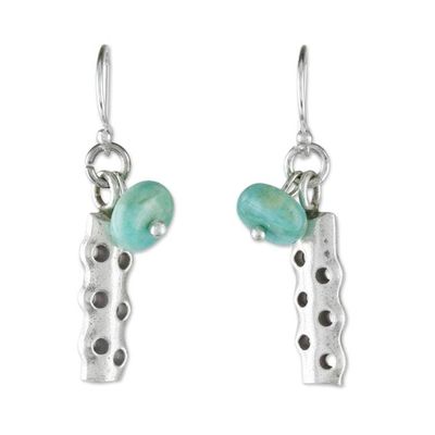 Alternate image for Amazonite and Karen Silver Modern Earrings from Thailand Cool Modernity