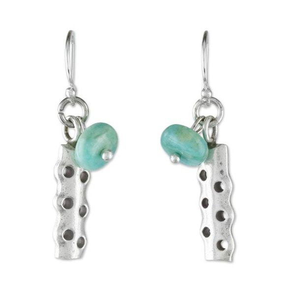 Alternate image for Amazonite and Karen Silver Modern Earrings from Thailand Cool Modernity