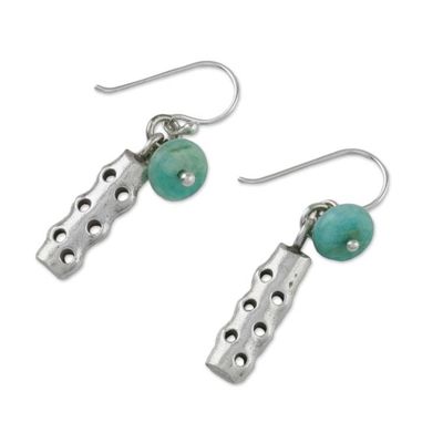 Alternate image for Amazonite and Karen Silver Modern Earrings from Thailand Cool Modernity