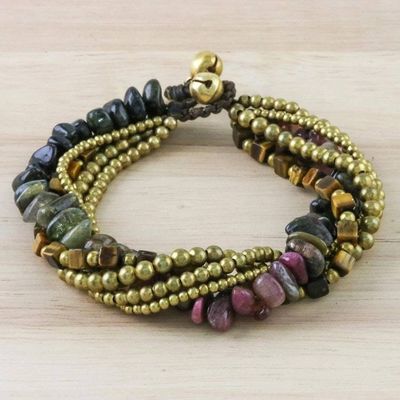 Alternate image for Tigers Eye and Tourmaline Torsade Bracelet from Thailand Boho Cool