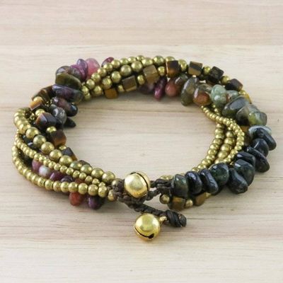 Alternate image for Tigers Eye and Tourmaline Torsade Bracelet from Thailand Boho Cool