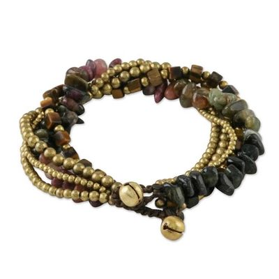 Alternate image for Tigers Eye and Tourmaline Torsade Bracelet from Thailand Boho Cool