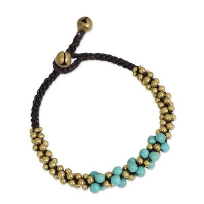 Alternate image for Turquoise Colored Thai Beaded Bracelet with Brass Aqua Helix