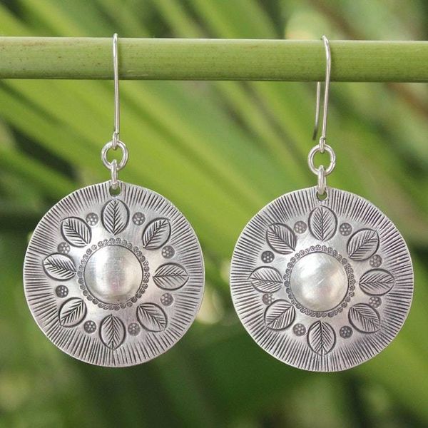 Alternate image for Floral Sterling Silver Dangle Earrings Summer Leaves