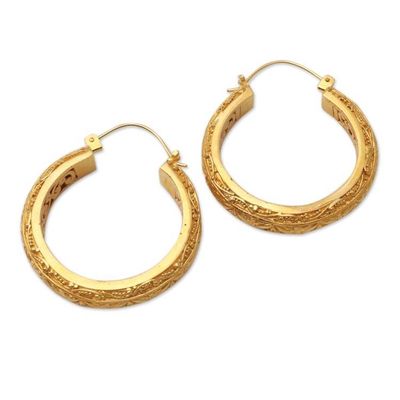 Alternate image for Artisan Crafted Gold-Plated Hoop Earrings from Bali Admiring Beauty