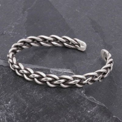 Alternate image for Braided Sterling Silver Cuff Bracelet from Thailand Stepping Stones