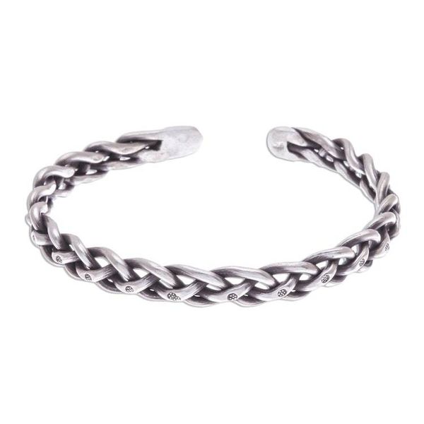 Alternate image for Braided Sterling Silver Cuff Bracelet from Thailand Stepping Stones