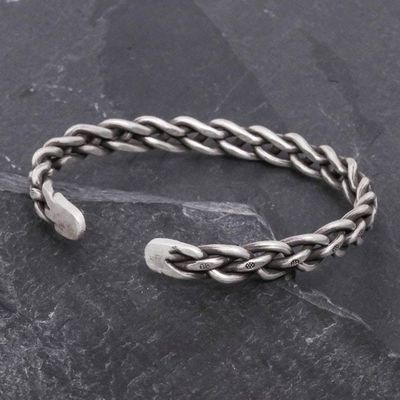 Alternate image for Braided Sterling Silver Cuff Bracelet from Thailand Stepping Stones