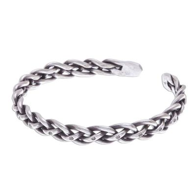 Alternate image for Braided Sterling Silver Cuff Bracelet from Thailand Stepping Stones