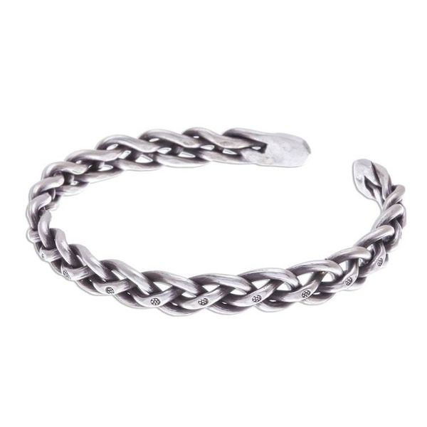 Alternate image for Braided Sterling Silver Cuff Bracelet from Thailand Stepping Stones
