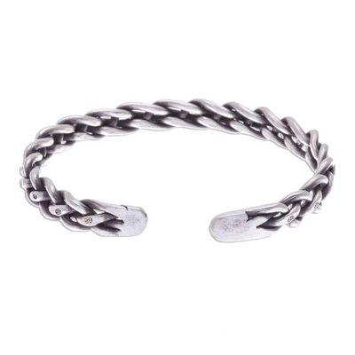 Alternate image for Braided Sterling Silver Cuff Bracelet from Thailand Stepping Stones