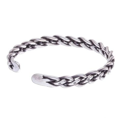 Alternate image for Braided Sterling Silver Cuff Bracelet from Thailand Stepping Stones