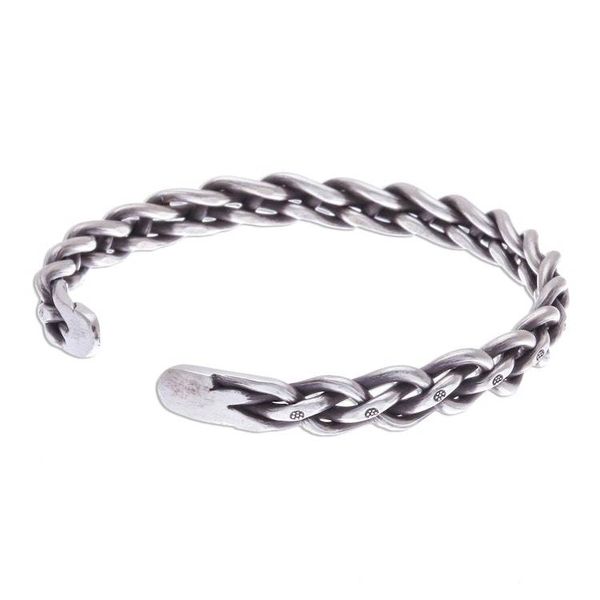 Alternate image for Braided Sterling Silver Cuff Bracelet from Thailand Stepping Stones