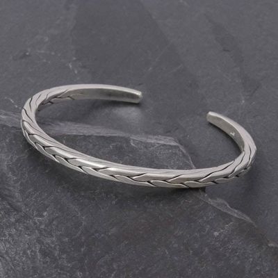 Alternate image for Sleek Braided Sterling Silver Cuff Bracelet Mountain Walk