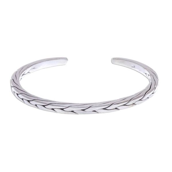 Alternate image for Sleek Braided Sterling Silver Cuff Bracelet Mountain Walk