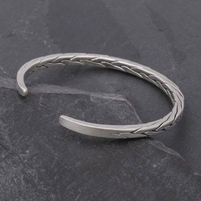 Alternate image for Sleek Braided Sterling Silver Cuff Bracelet Mountain Walk