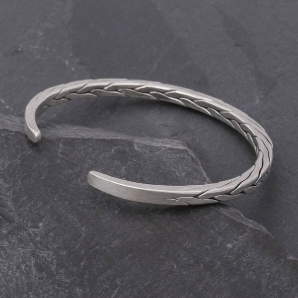 Alternate image for Sleek Braided Sterling Silver Cuff Bracelet Mountain Walk