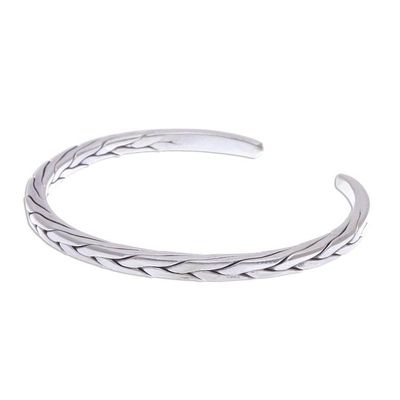 Alternate image for Sleek Braided Sterling Silver Cuff Bracelet Mountain Walk