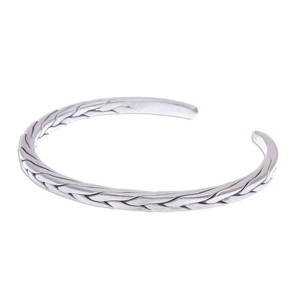 Alternate image for Sleek Braided Sterling Silver Cuff Bracelet Mountain Walk