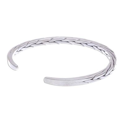 Alternate image for Sleek Braided Sterling Silver Cuff Bracelet Mountain Walk