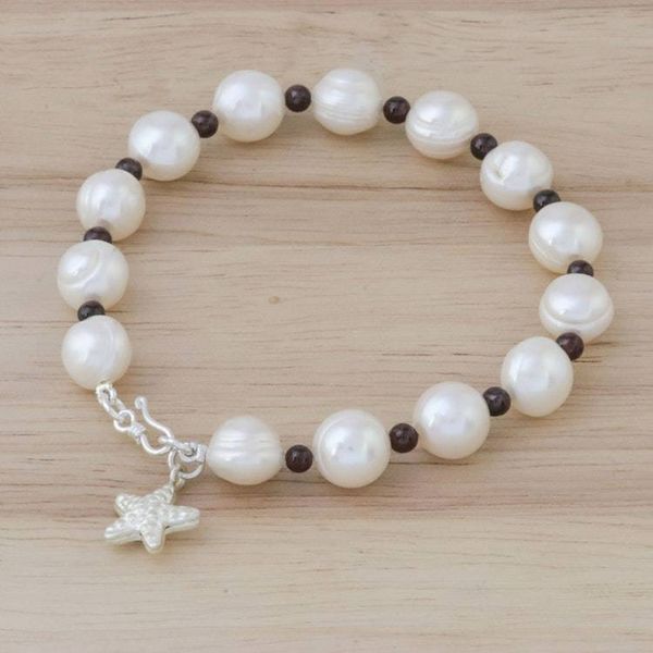 Alternate image for Cultured Pearl Garnet Hill Tribe Silver Starfish Bracelet White Starfish Love