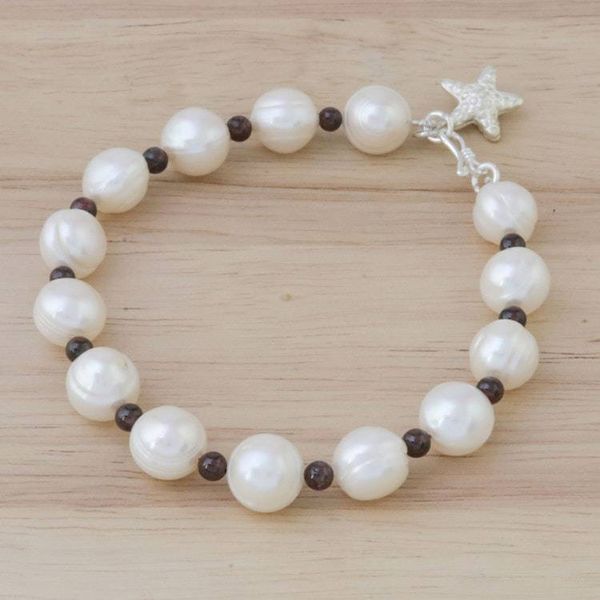 Alternate image for Cultured Pearl Garnet Hill Tribe Silver Starfish Bracelet White Starfish Love
