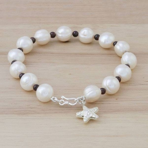 Alternate image for Cultured Pearl Garnet Hill Tribe Silver Starfish Bracelet White Starfish Love